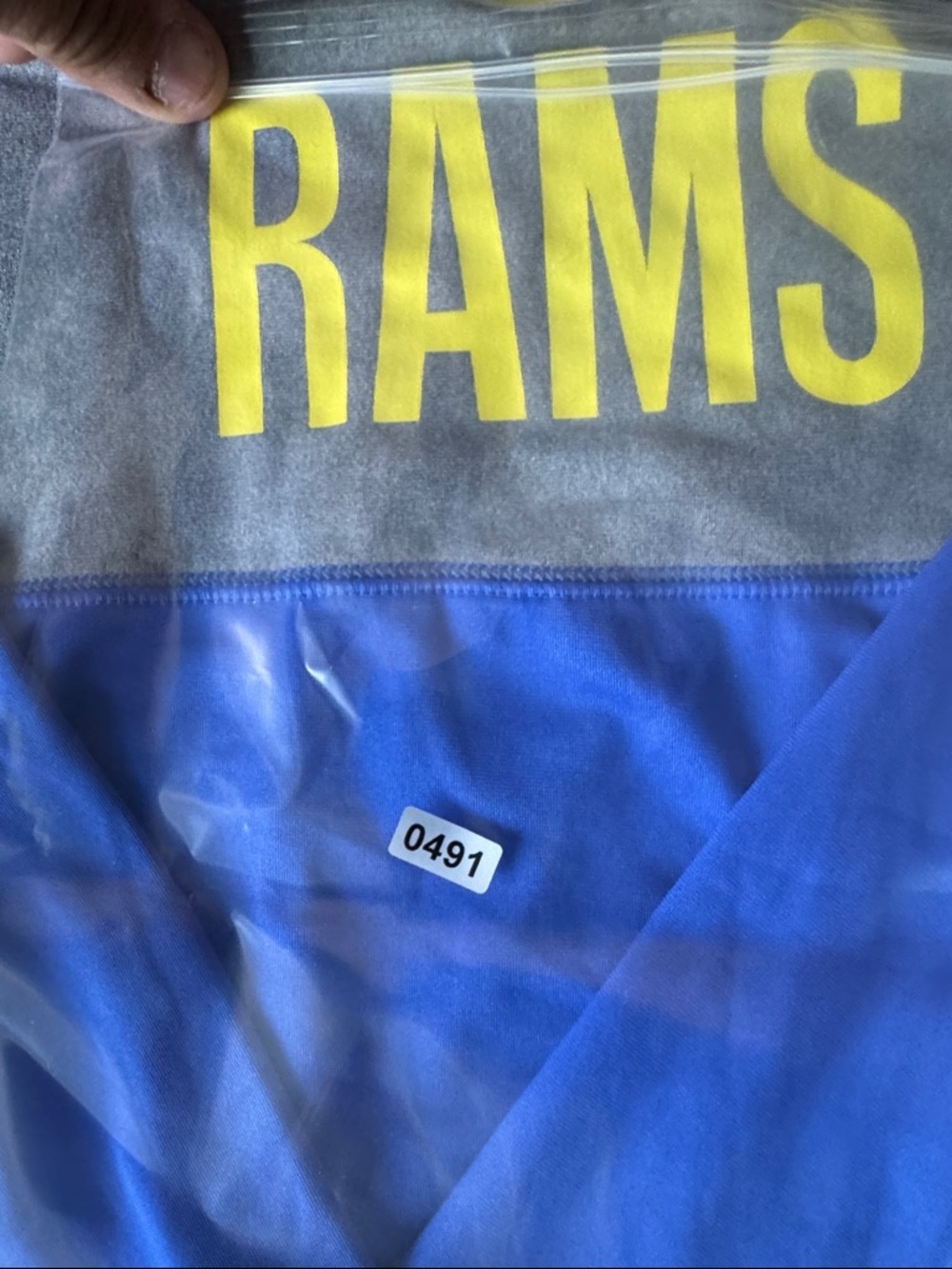 Nike LA Rams Gray Blue and Yellow Team Hoodie - Picture 7 of 8